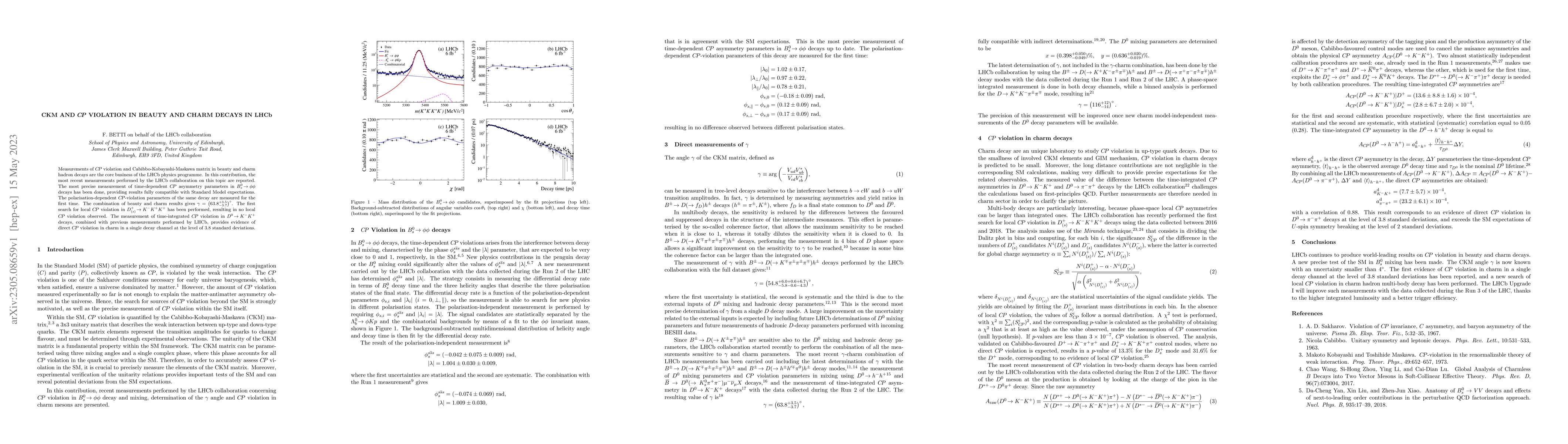 Thumbnail for CKM and $C\!P$ violation in beauty and charm decays in LHCb