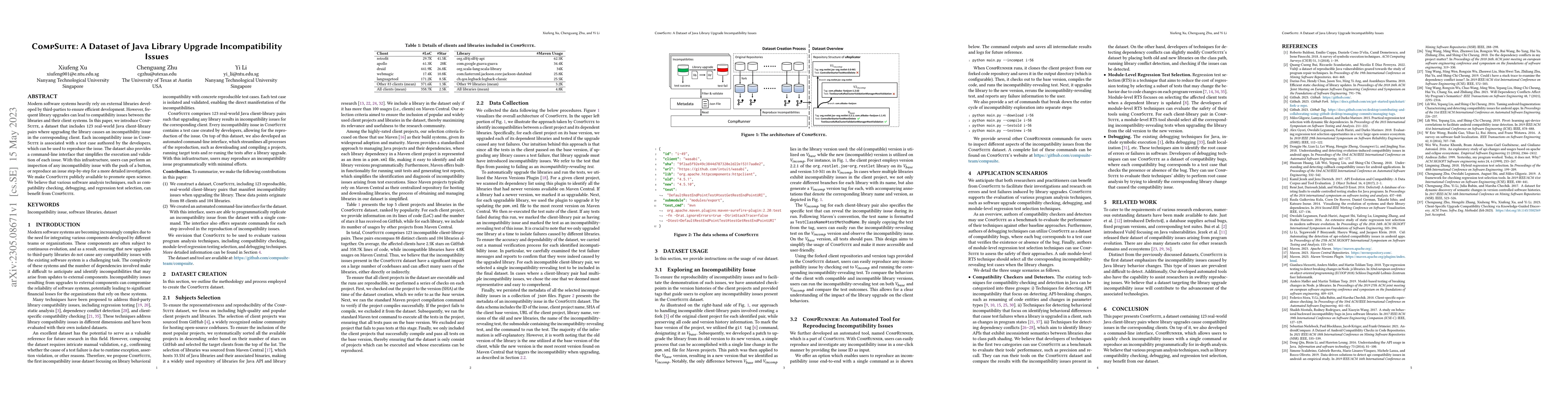 Thumbnail for CompSuite: A Dataset of Java Library Upgrade Incompatibility Issues