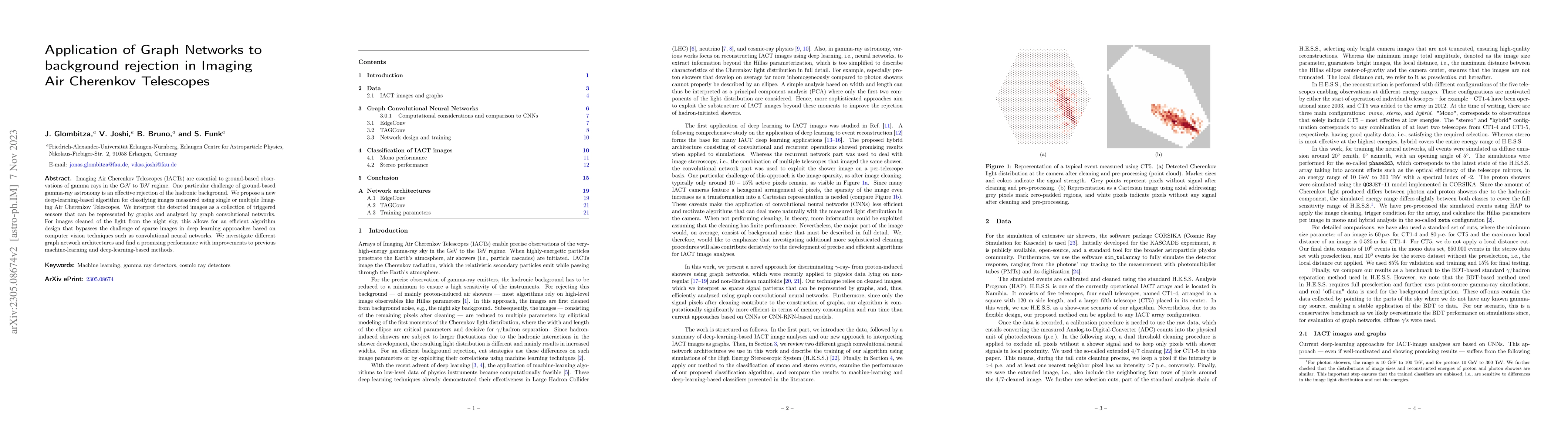 Thumbnail for Application of Graph Networks to background rejection in Imaging Air
  Cherenkov Telescopes