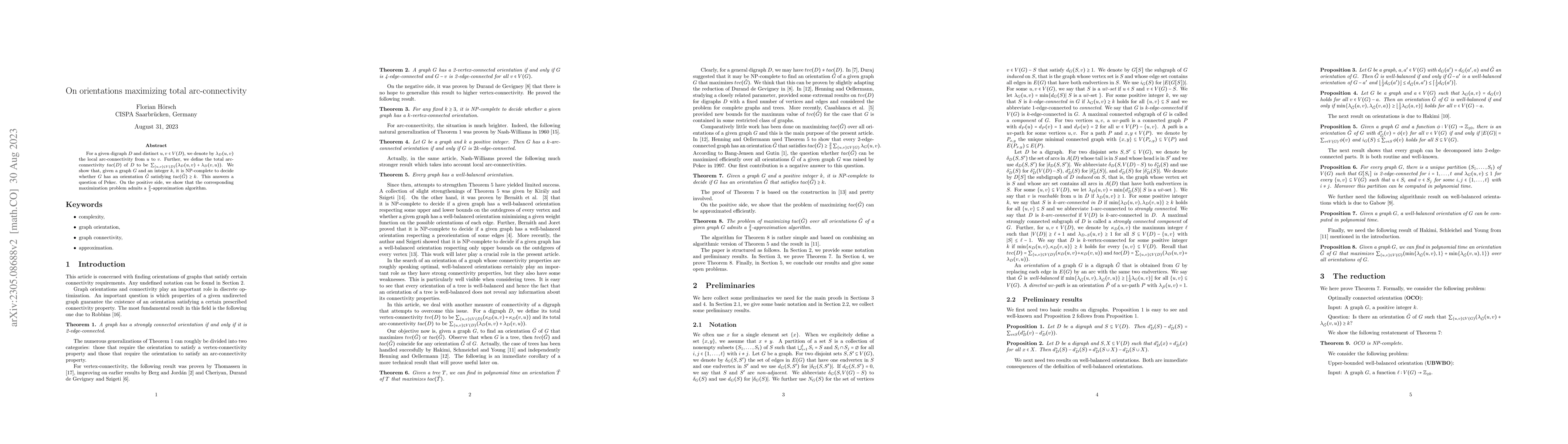 Thumbnail for On orientations maximizing total arc-connectivity