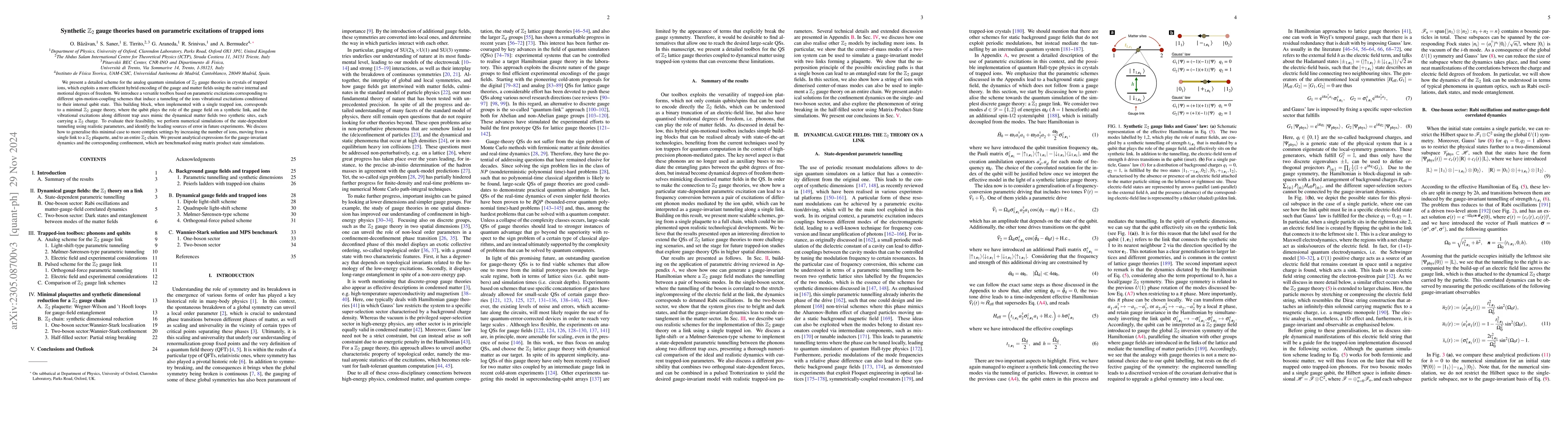 Thumbnail for Synthetic $\mathbb{Z}_2$ gauge theories based on parametric excitations
  of trapped ions