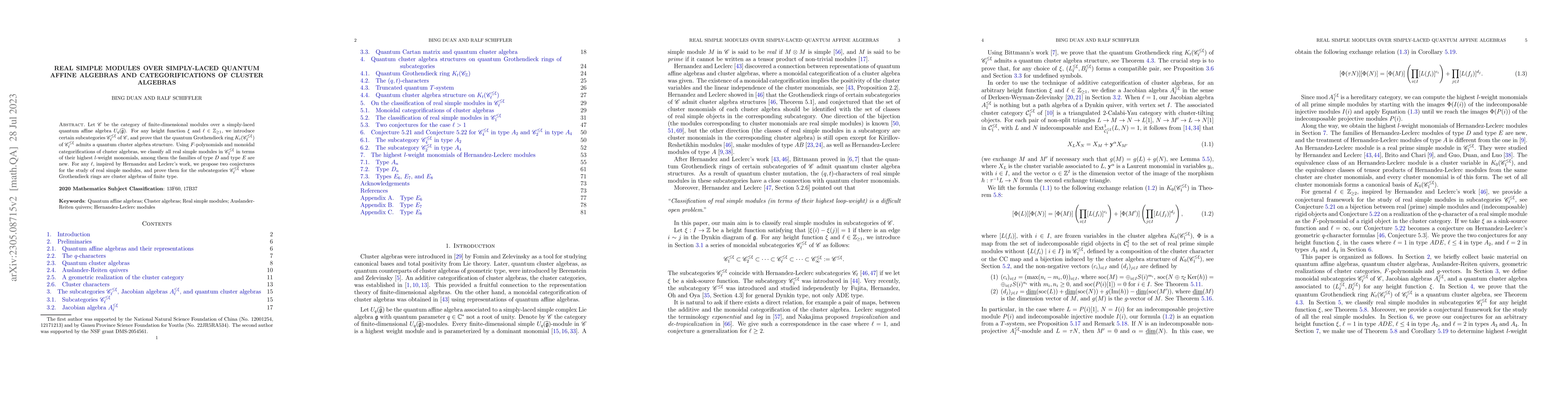 Thumbnail for Real simple modules over simply-laced quantum affine algebras and
  categorifications of cluster algebras
