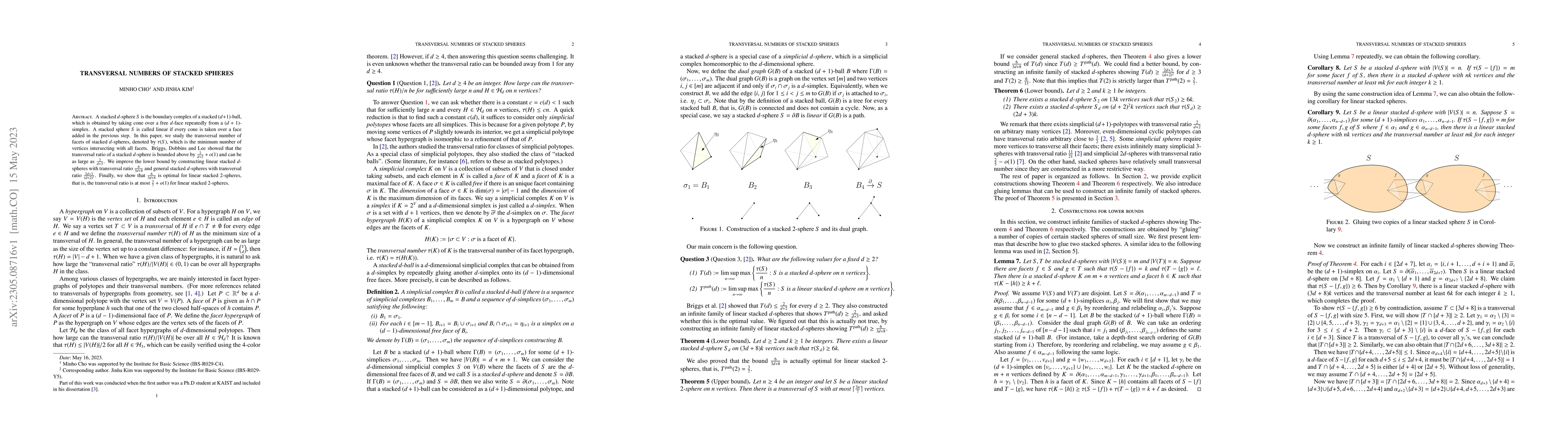 Thumbnail for Transversal numbers of stacked spheres