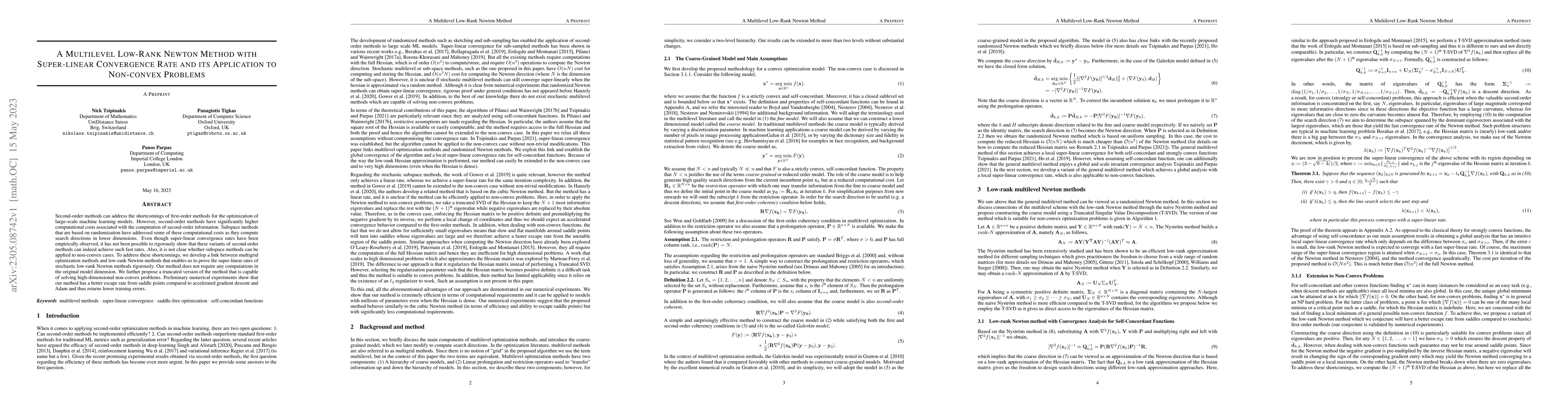Thumbnail for A Multilevel Low-Rank Newton Method with Super-linear Convergence Rate
  and its Application to Non-convex Problems