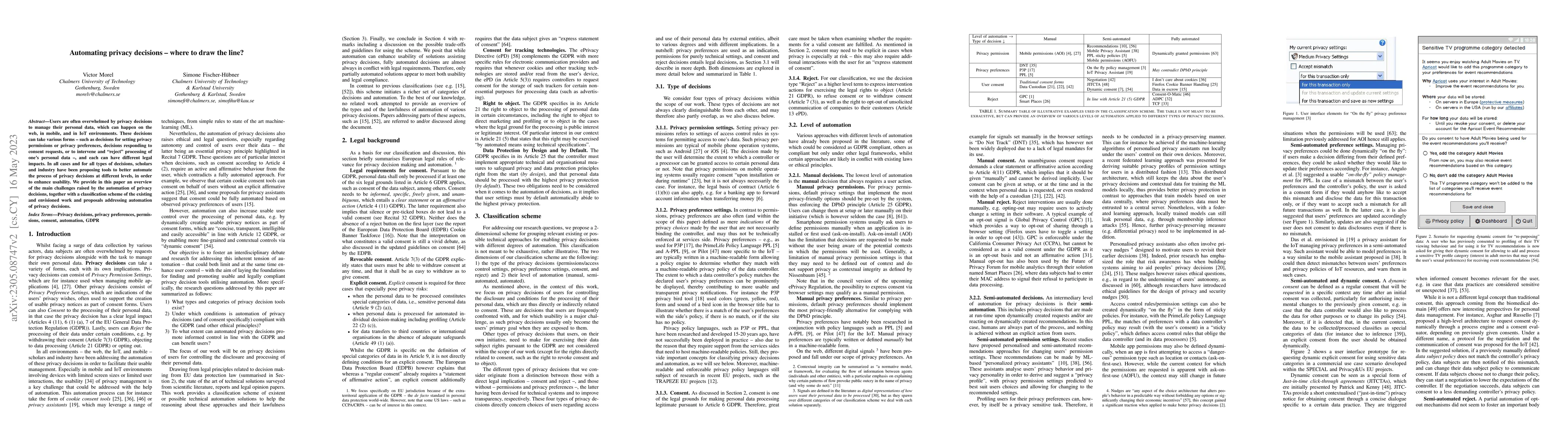 Thumbnail for Automating privacy decisions -- where to draw the line?