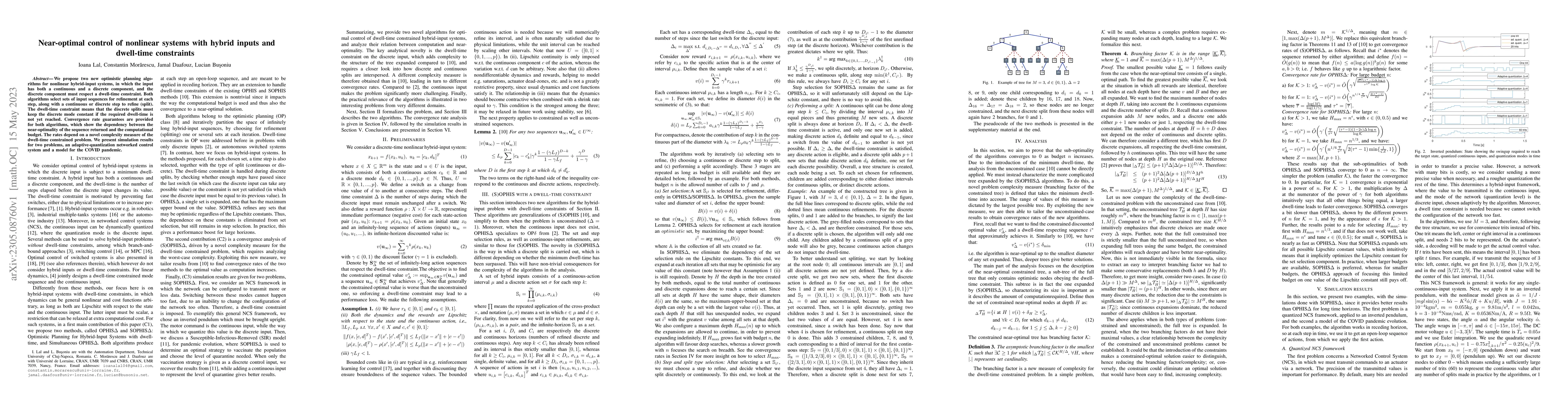 Thumbnail for Near-optimal control of nonlinear systems with hybrid inputs and
  dwell-time constraints