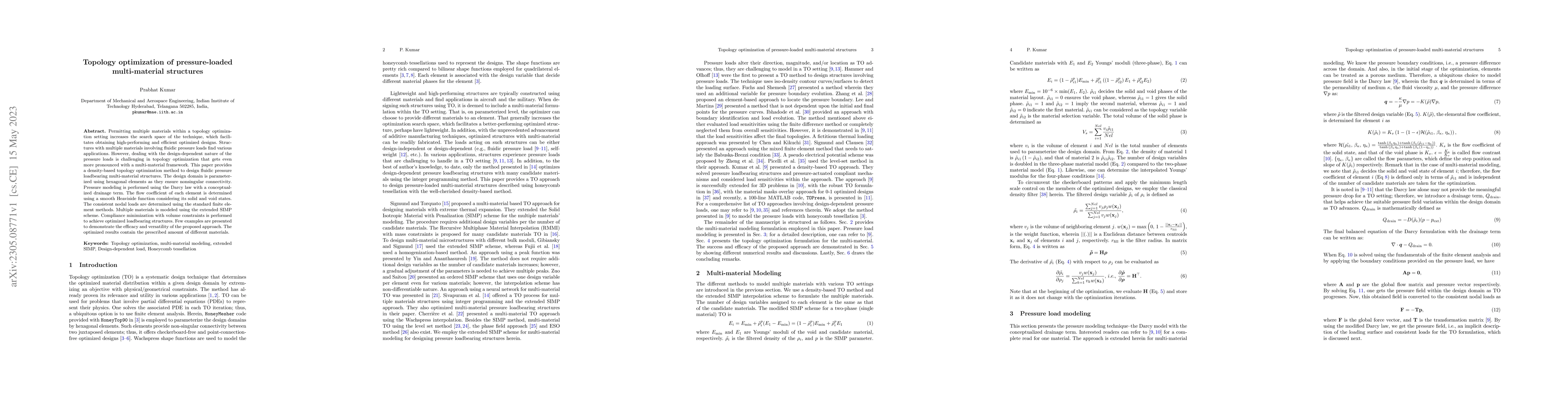 Thumbnail for Topology optimization of pressure-loaded multi-material structures