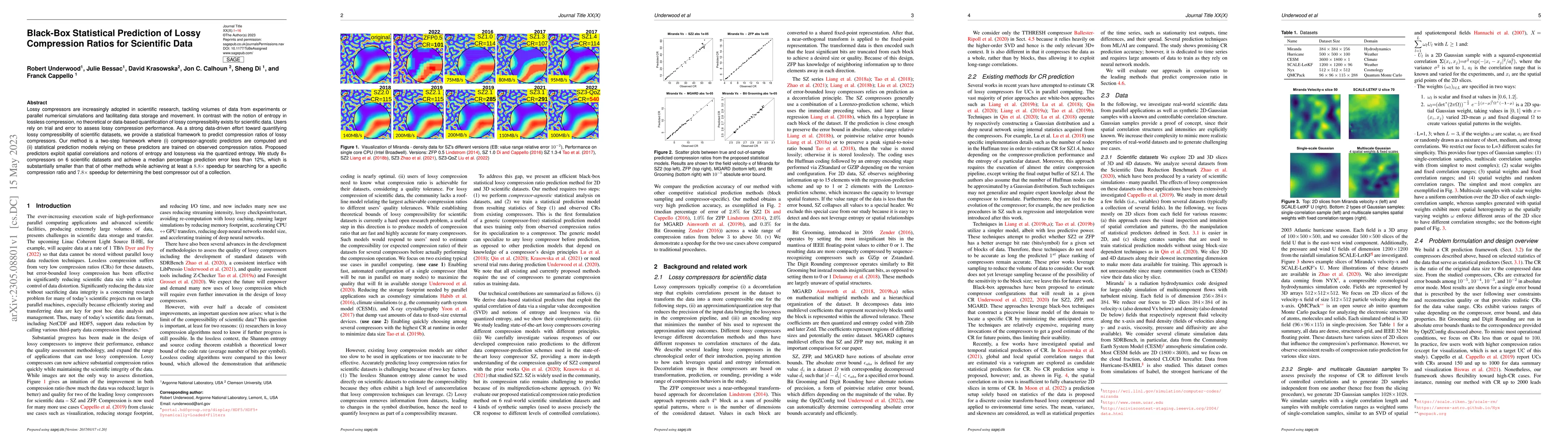 Thumbnail for Black-Box Statistical Prediction of Lossy Compression Ratios for
  Scientific Data