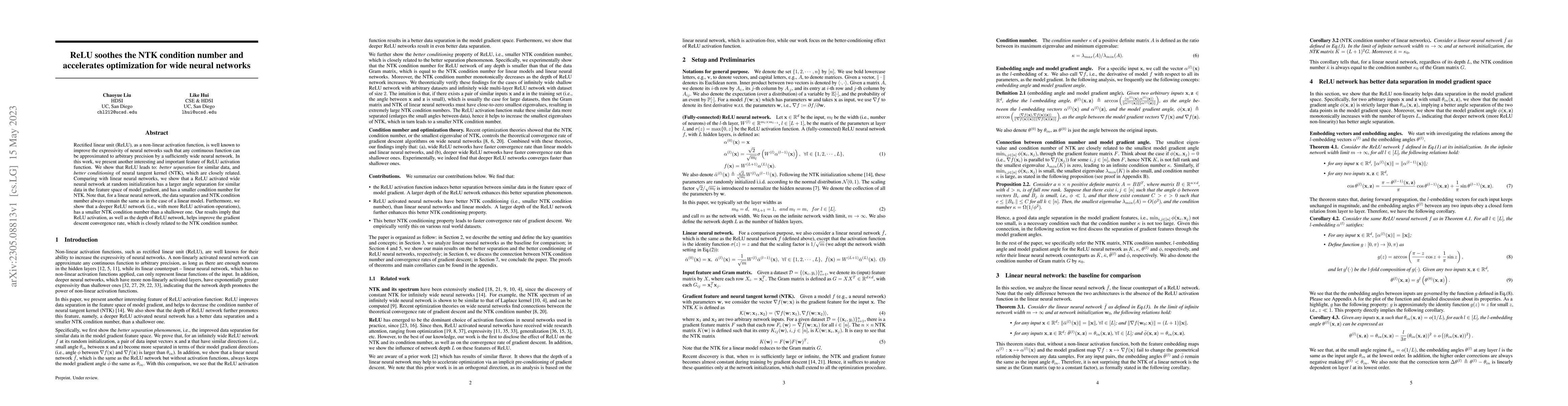 Thumbnail for ReLU soothes the NTK condition number and accelerates optimization for
  wide neural networks