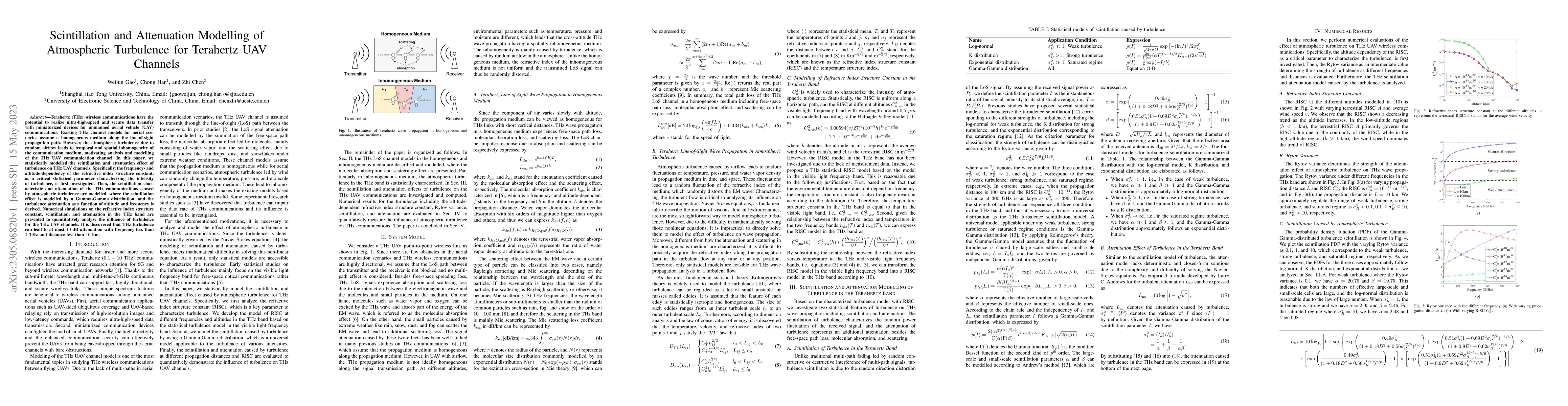 Thumbnail for Scintillation and Attenuation Modelling of Atmospheric Turbulence for
  Terahertz UAV Channels