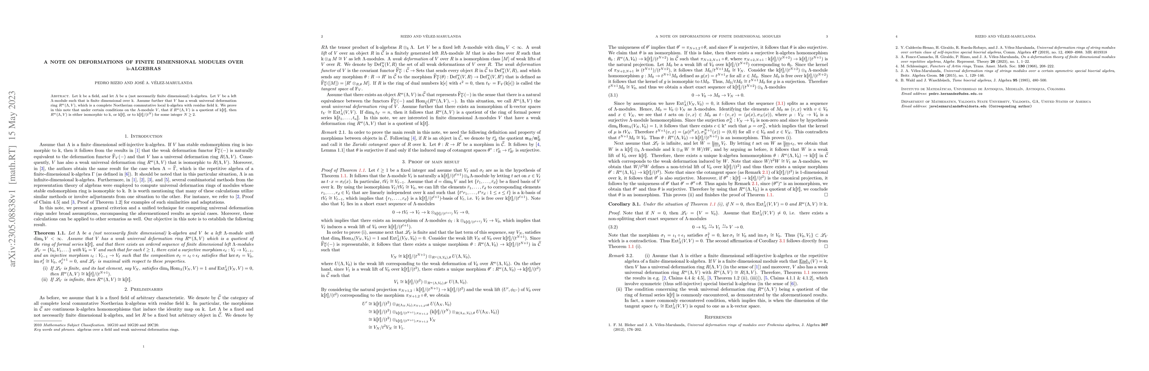 Thumbnail for A note on deformations of finite dimensional modules over
  $\mathbb{k}$-algebras