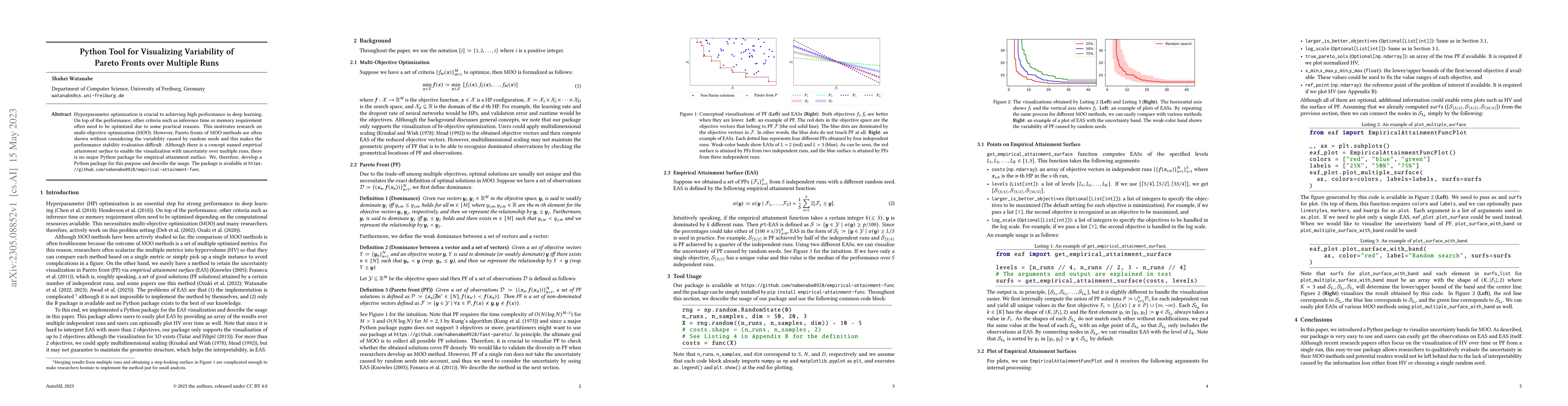 Thumbnail for Python Tool for Visualizing Variability of Pareto Fronts over Multiple
  Runs
