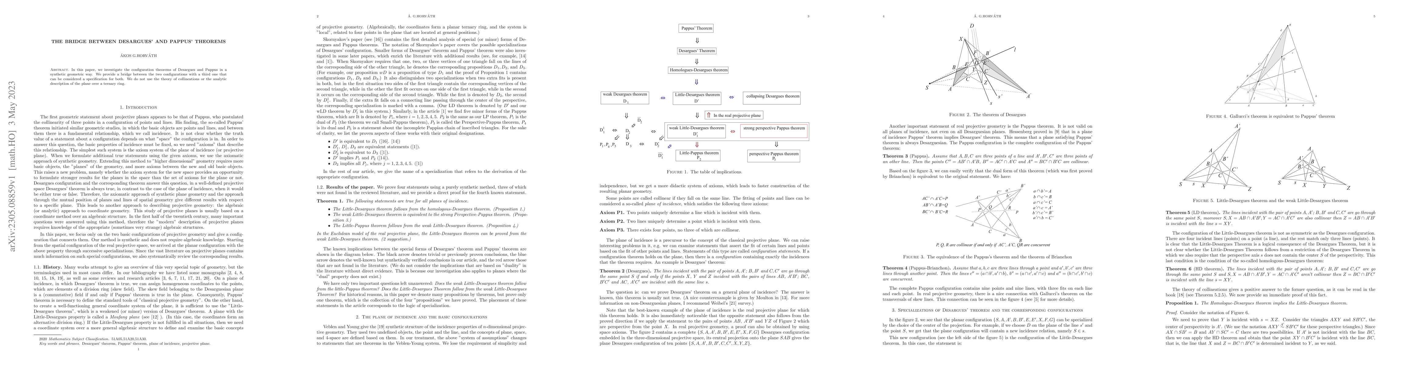 Thumbnail for The bridge between Desargues' and Pappus' theorems