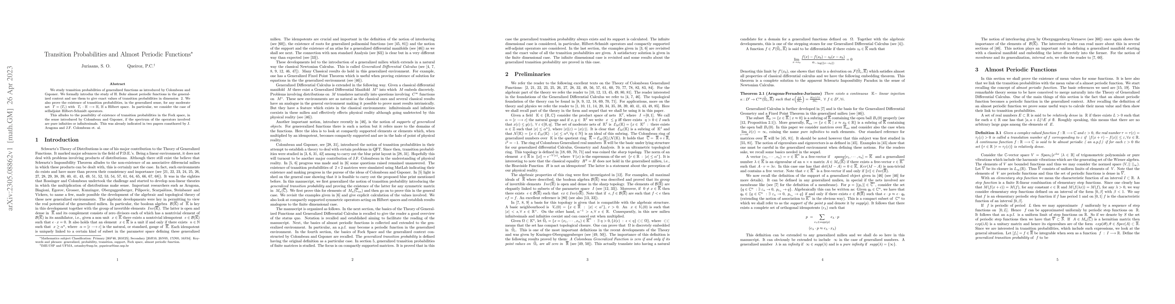 Thumbnail for Transition Probabilities and Almost Periodic Functions