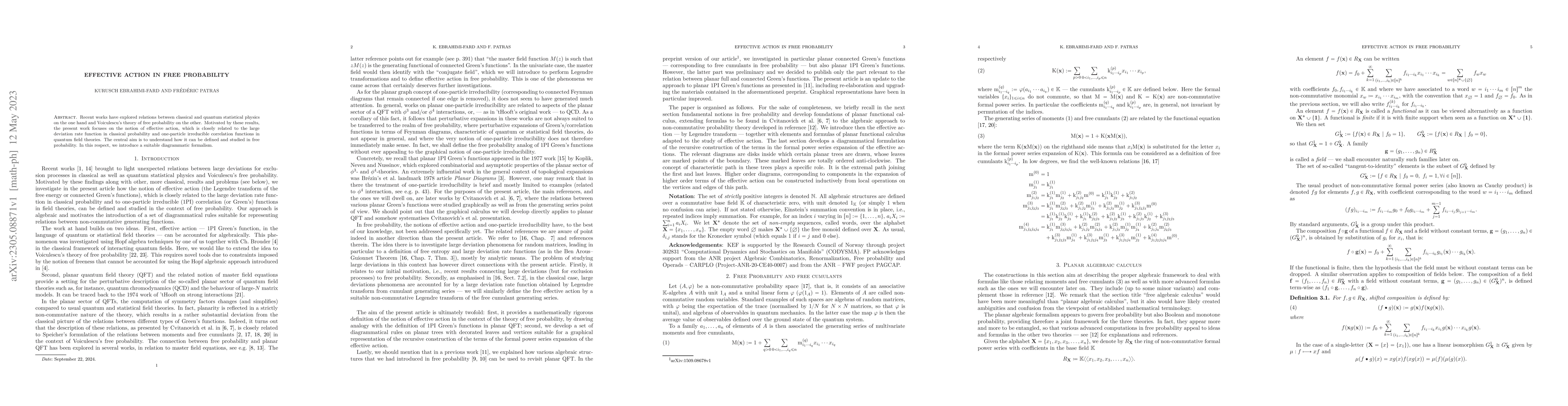 Thumbnail for Effective Action in Free Probability