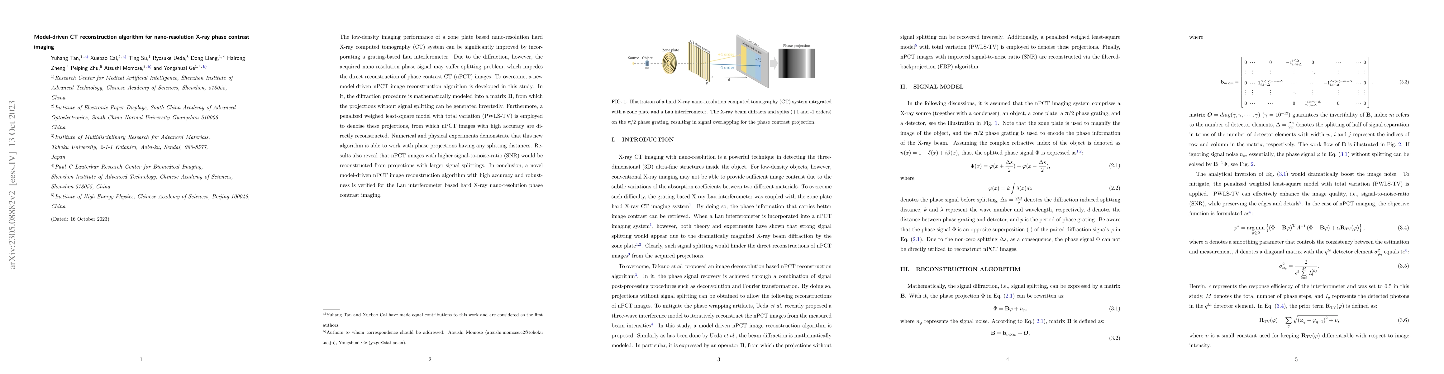 Thumbnail for Model-driven CT reconstruction algorithm for nano-resolution X-ray phase
  contrast imaging