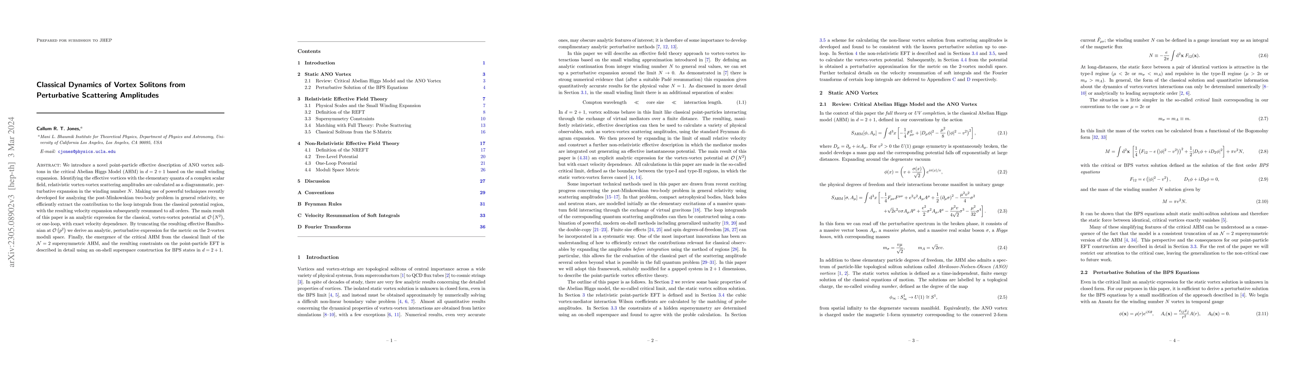 Thumbnail for Classical Dynamics of Vortex Solitons from Perturbative Scattering
  Amplitudes