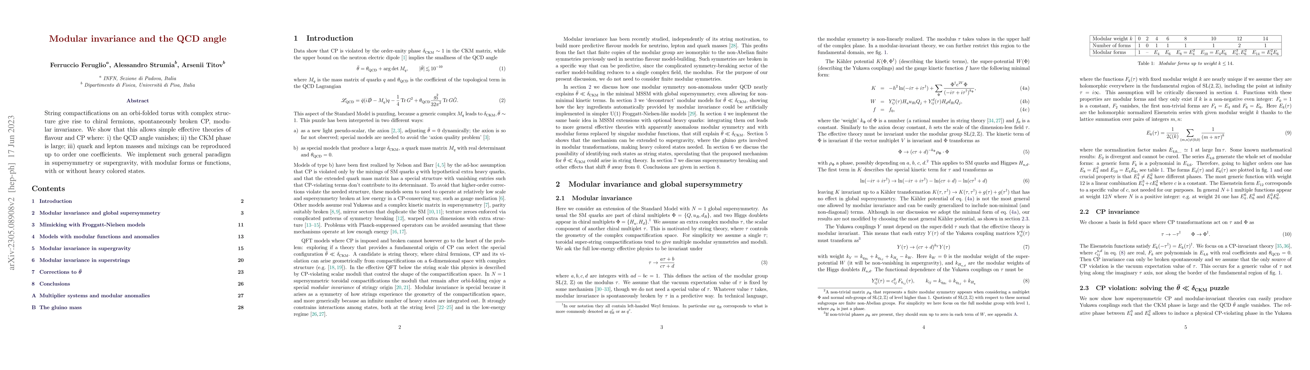 Thumbnail for Modular invariance and the QCD angle