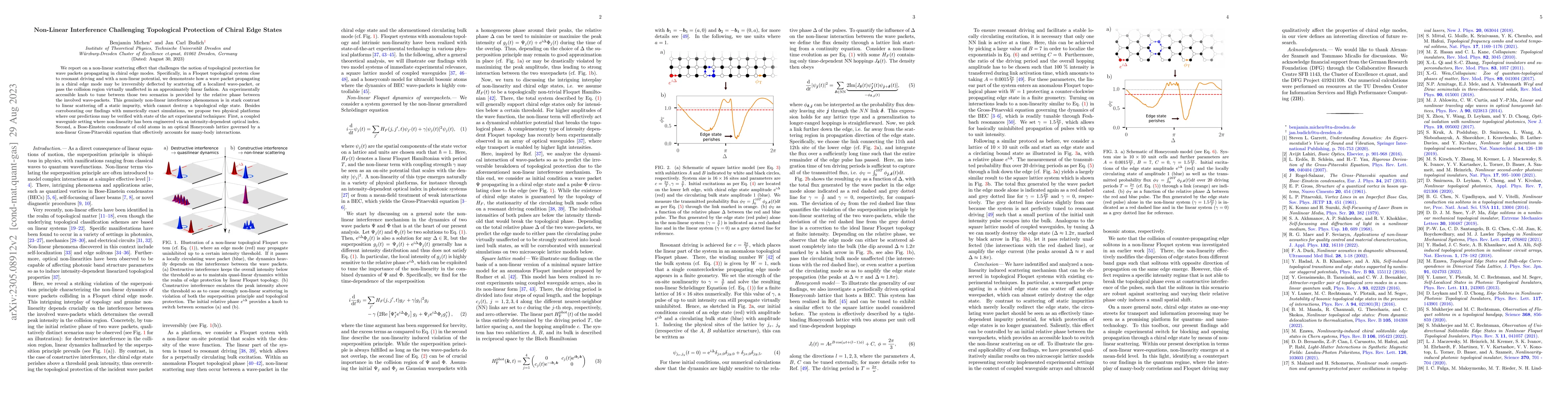Thumbnail for Non-Linear Interference Challenging Topological Protection of Chiral
  Edge States