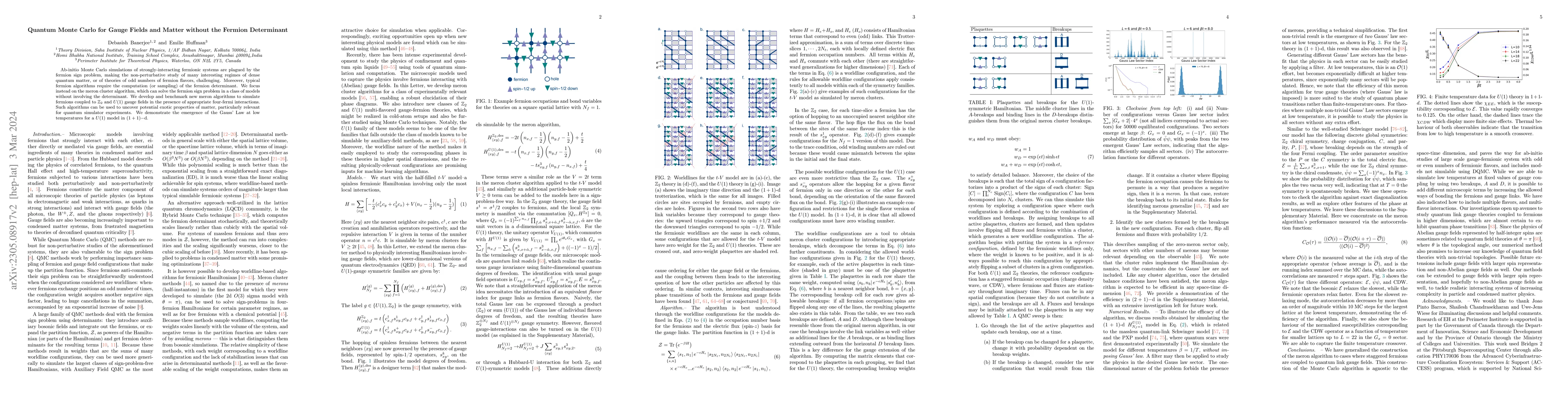 Thumbnail for Quantum Monte Carlo for Gauge Fields and Matter without the Fermion
  Determinant