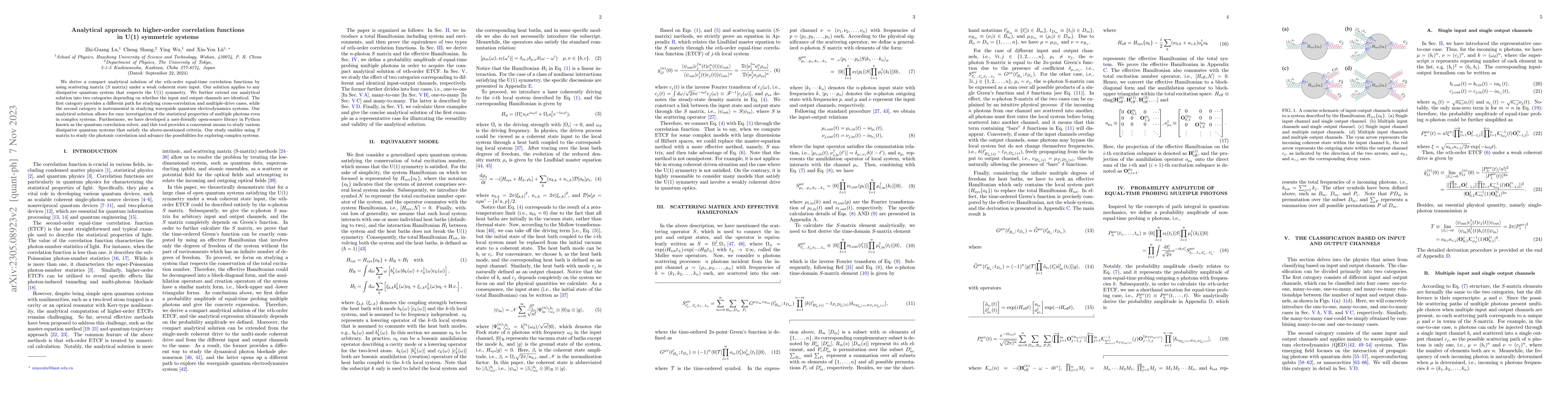Thumbnail for Analytical approach to higher-order correlation functions in U(1)
  symmetric systems