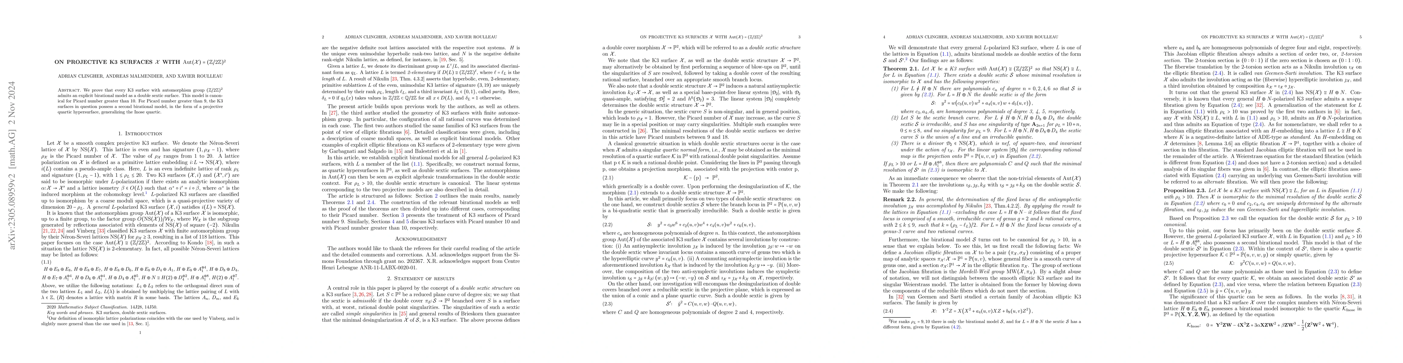 Thumbnail for On projective K3 surfaces $\mathcal{X}$ with
  $\mathrm{Aut}(\mathcal{X})=(\mathbb{Z}/2\mathbb{Z})^2$