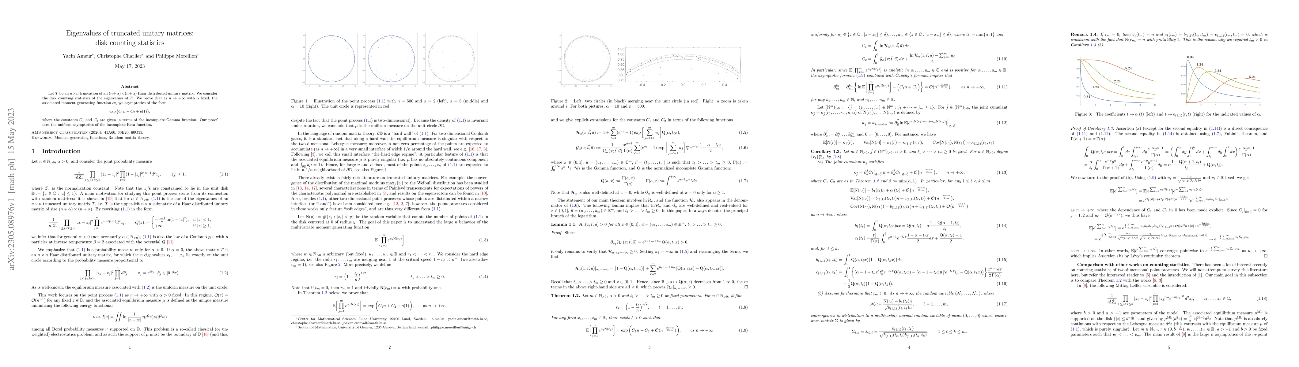 Thumbnail for Eigenvalues of truncated unitary matrices: disk counting statistics