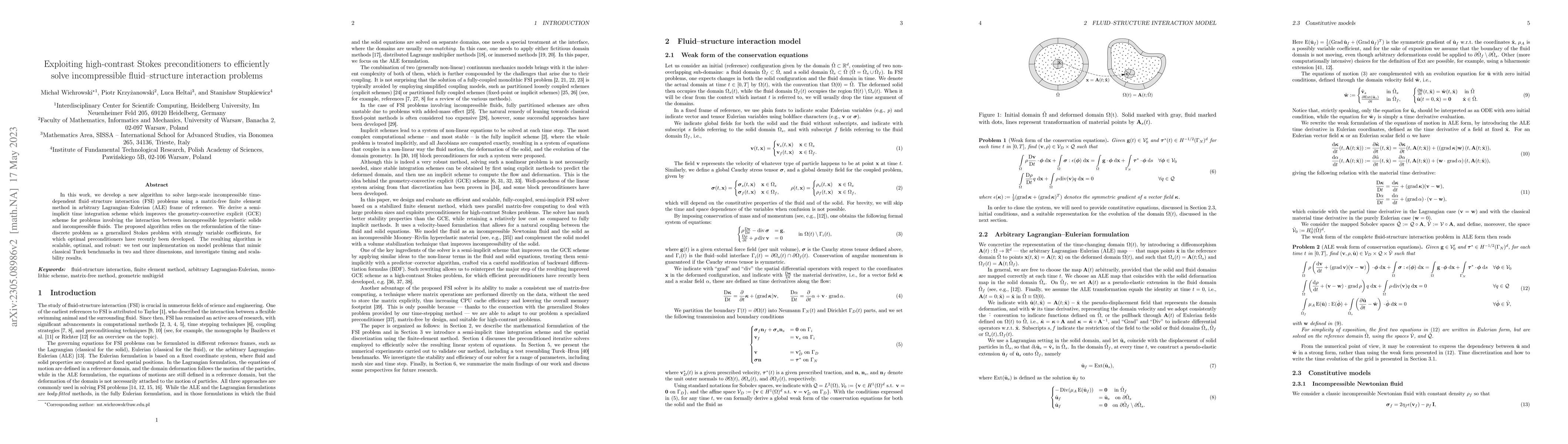 Thumbnail for Exploiting high-contrast Stokes preconditioners to efficiently solve
  incompressible fluid-structure interaction problems