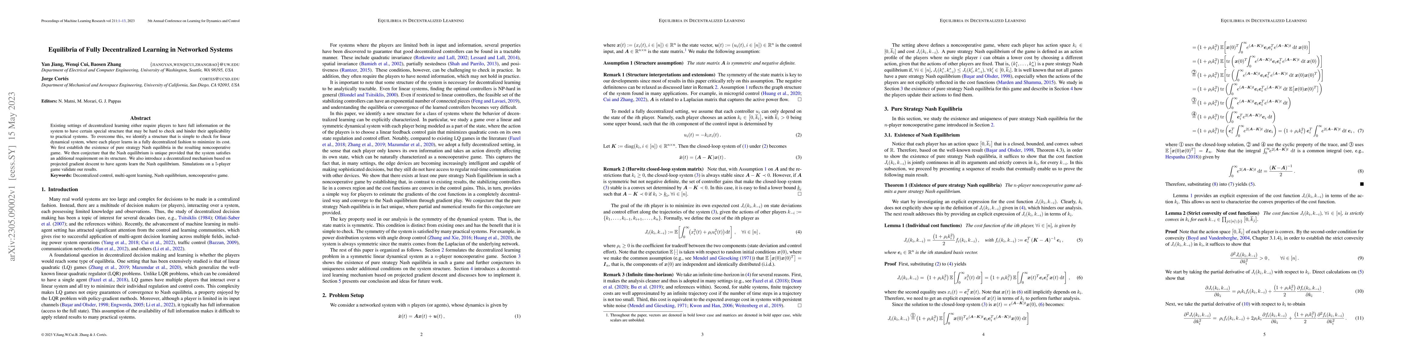 Thumbnail for Equilibria of Fully Decentralized Learning in Networked Systems