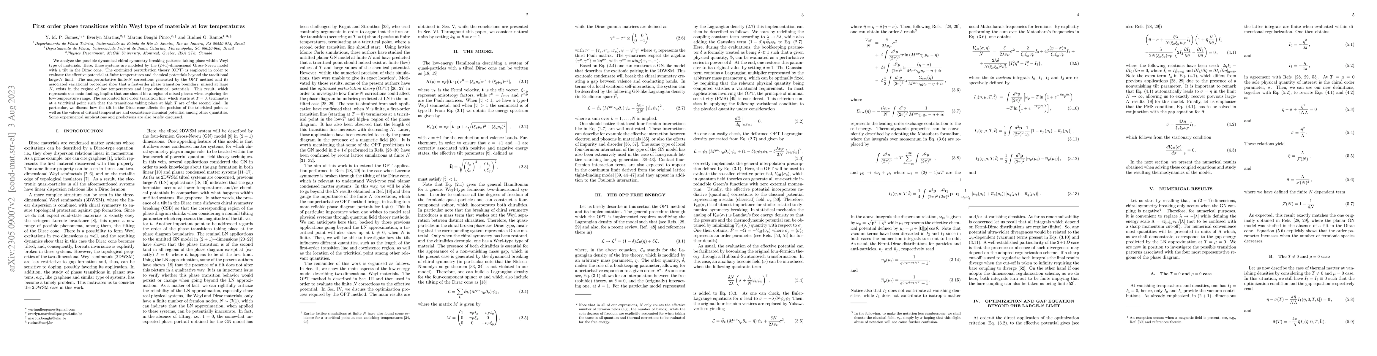 Thumbnail for First order phase transitions within Weyl type of materials at low
  temperatures