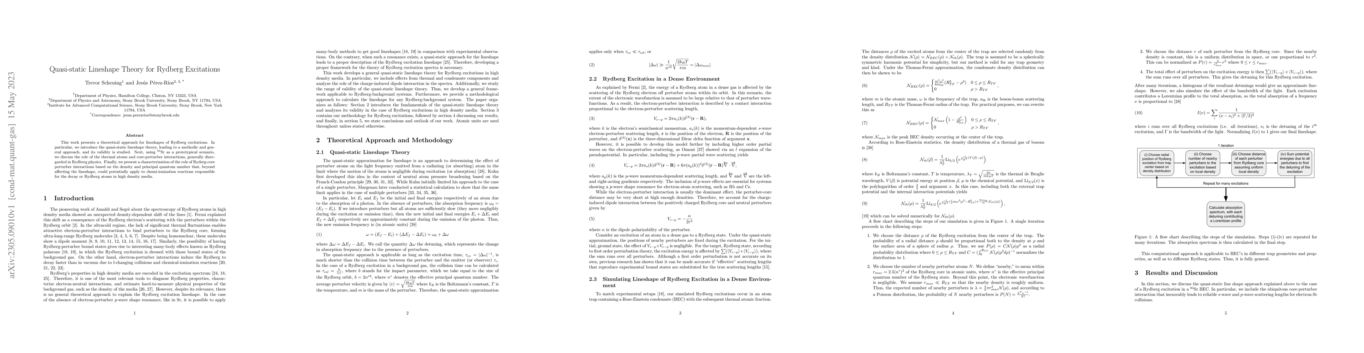 Thumbnail for Quasi-static Lineshape Theory for Rydberg Excitations