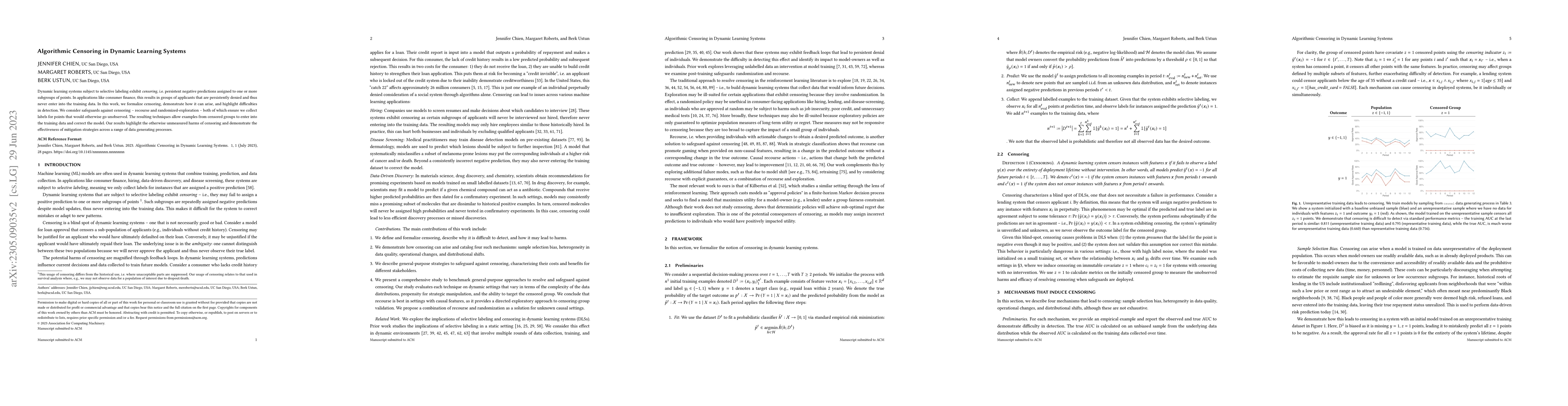 Thumbnail for Algorithmic Censoring in Dynamic Learning Systems