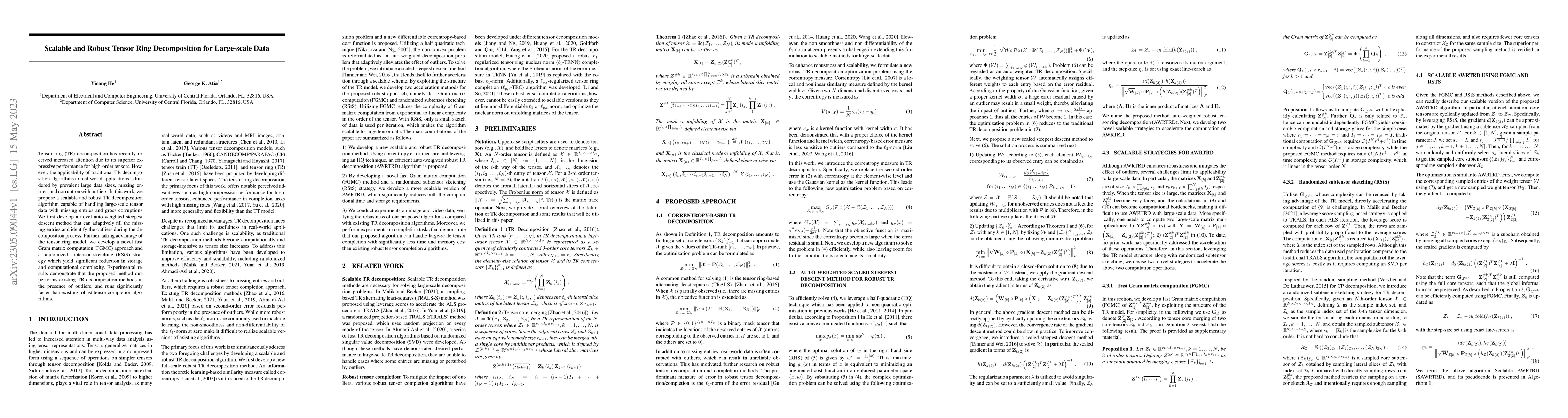 Thumbnail for Scalable and Robust Tensor Ring Decomposition for Large-scale Data