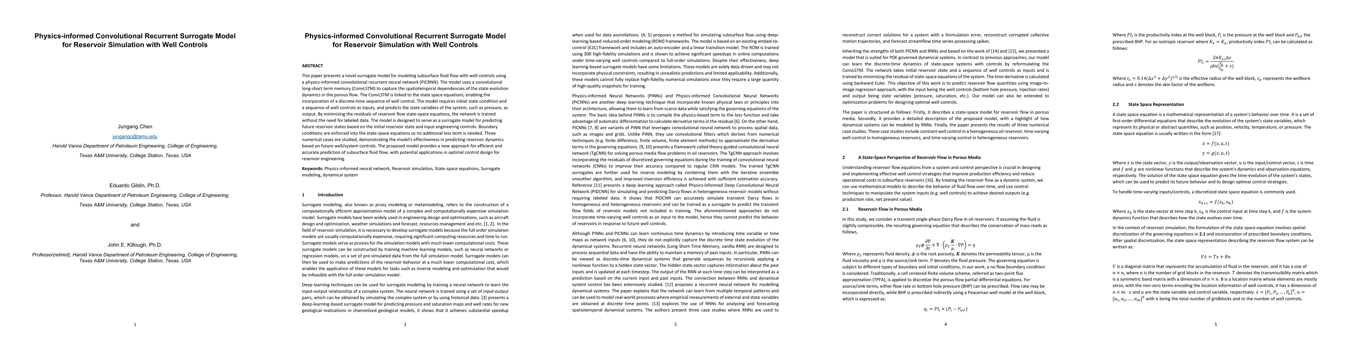 Thumbnail for Physics-informed Convolutional Recurrent Surrogate Model for Reservoir
  Simulation with Well Controls