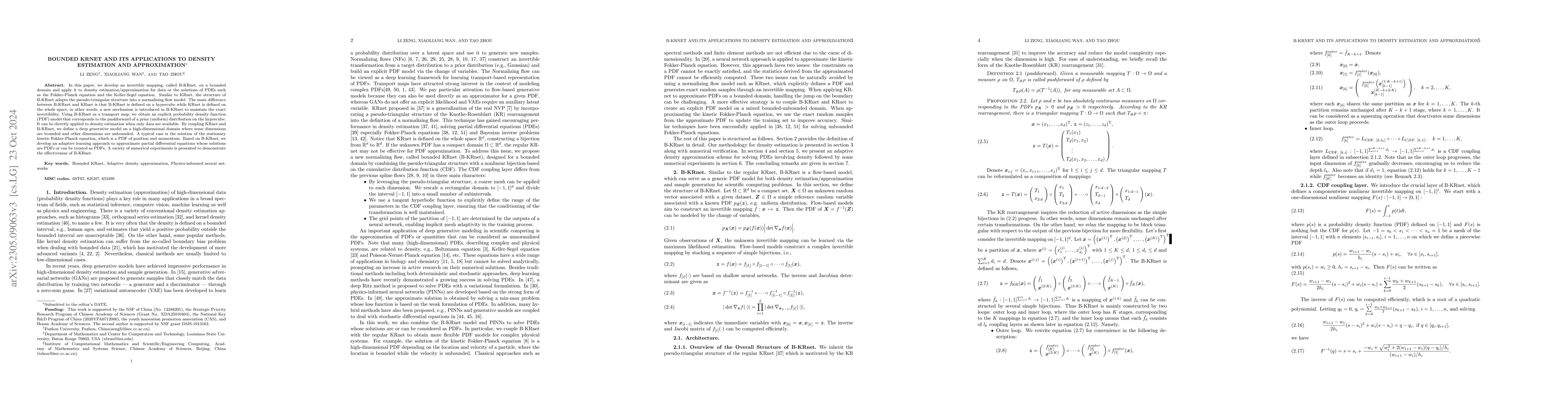 Thumbnail for Bounded KRnet and its applications to density estimation and
  approximation