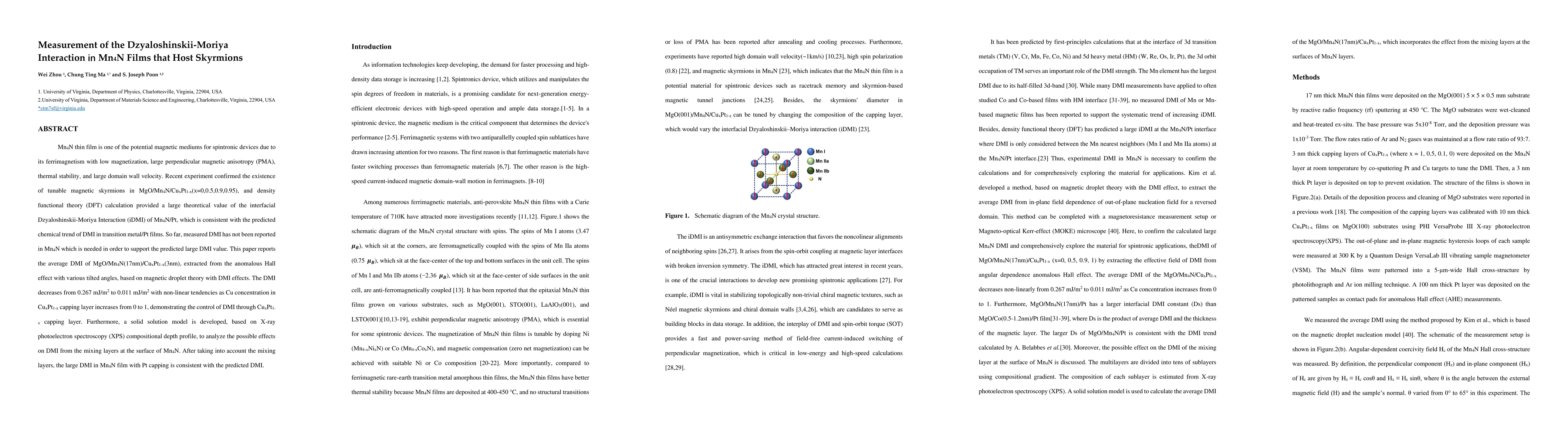 Thumbnail for Measurement of the Dzyaloshinskii-Moriya Interaction in Mn4N Films that
  Host Skyrmions