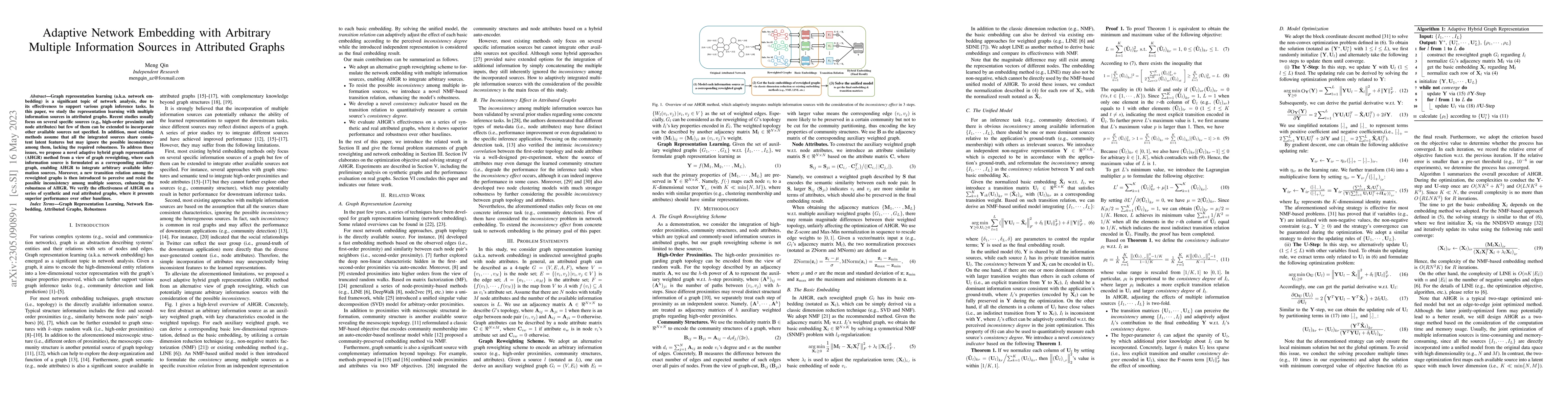 Thumbnail for Adaptive Network Embedding with Arbitrary Multiple Information Sources
  in Attributed Graphs