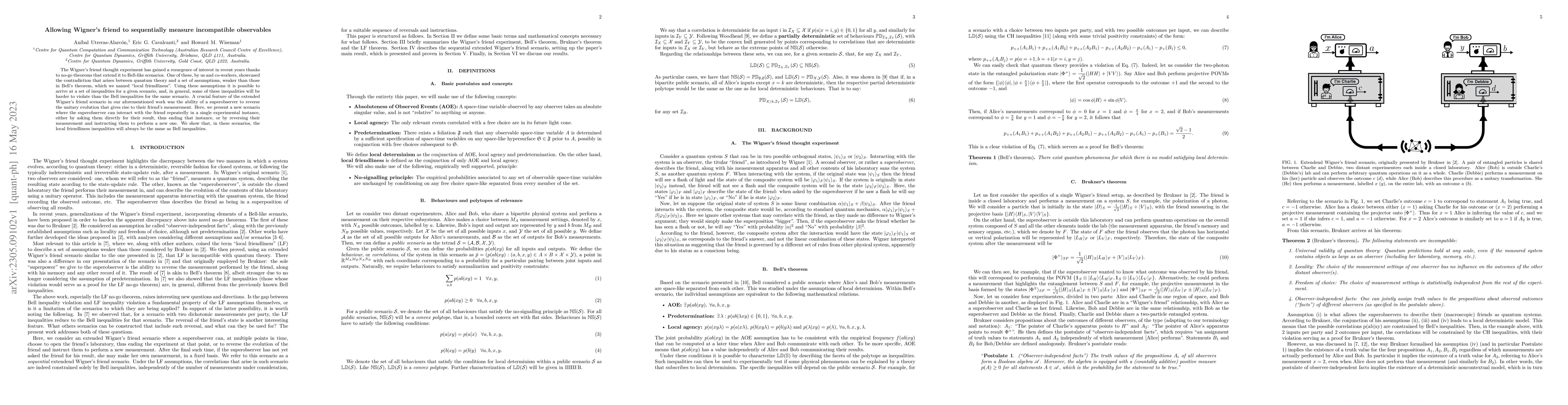 Thumbnail for Allowing Wigner's friend to sequentially measure incompatible
  observables