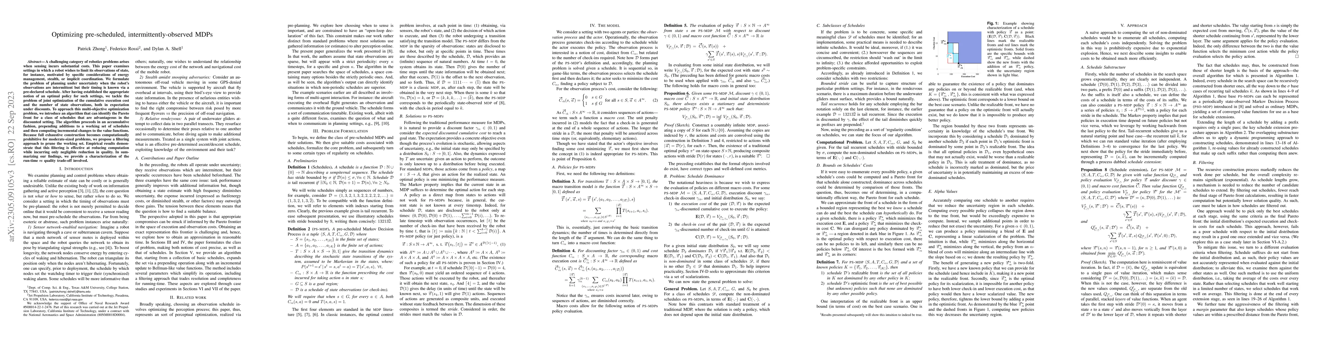 Thumbnail for Optimizing pre-scheduled, intermittently-observed MDPs
