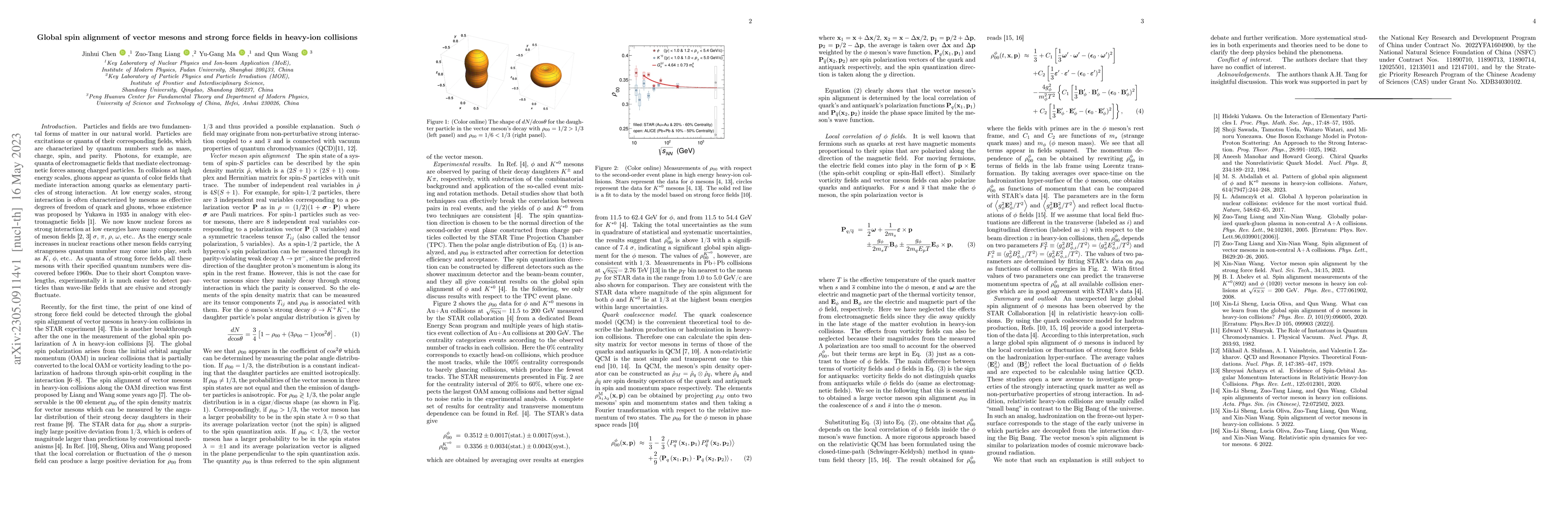 Thumbnail for Global spin alignment of vector mesons and strong force fields in heavy-
  ion collisions