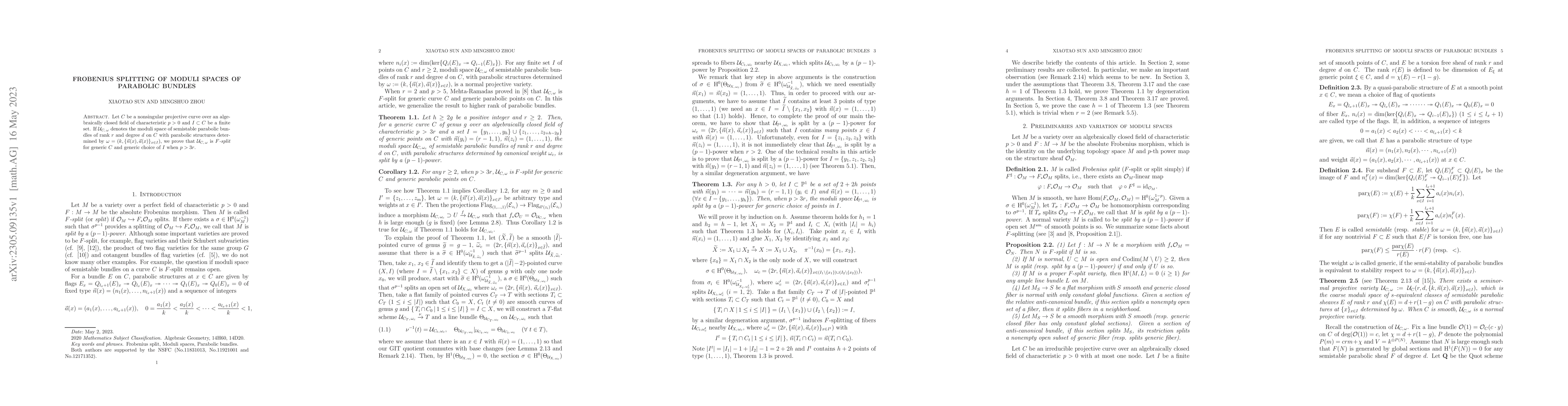 Thumbnail for Frobenius splitting of moduli spaces of parabolic bundles