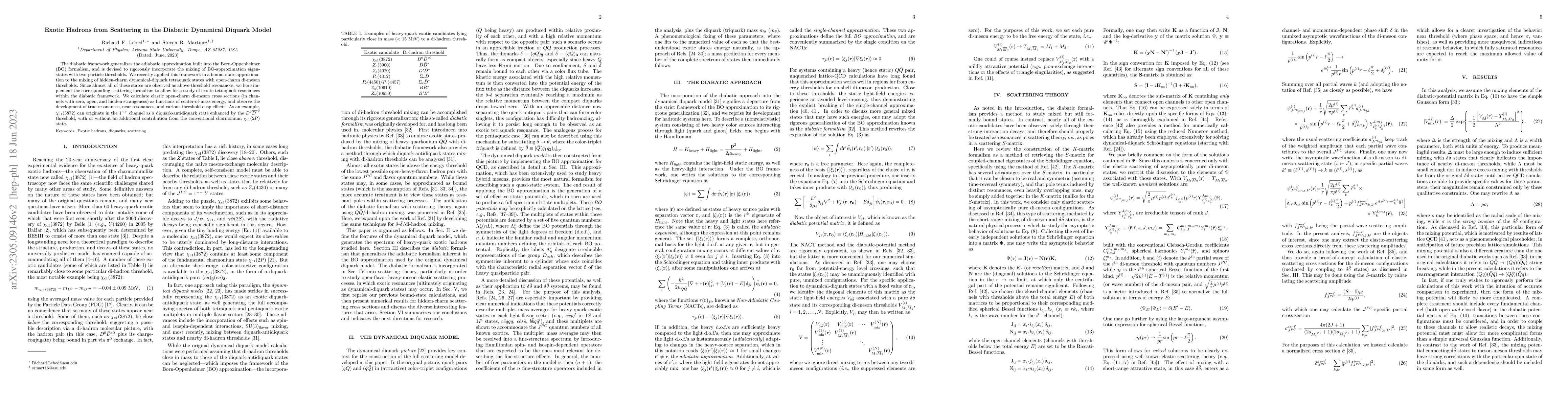 Thumbnail for Exotic Hadrons from Scattering in the Diabatic Dynamical Diquark Model