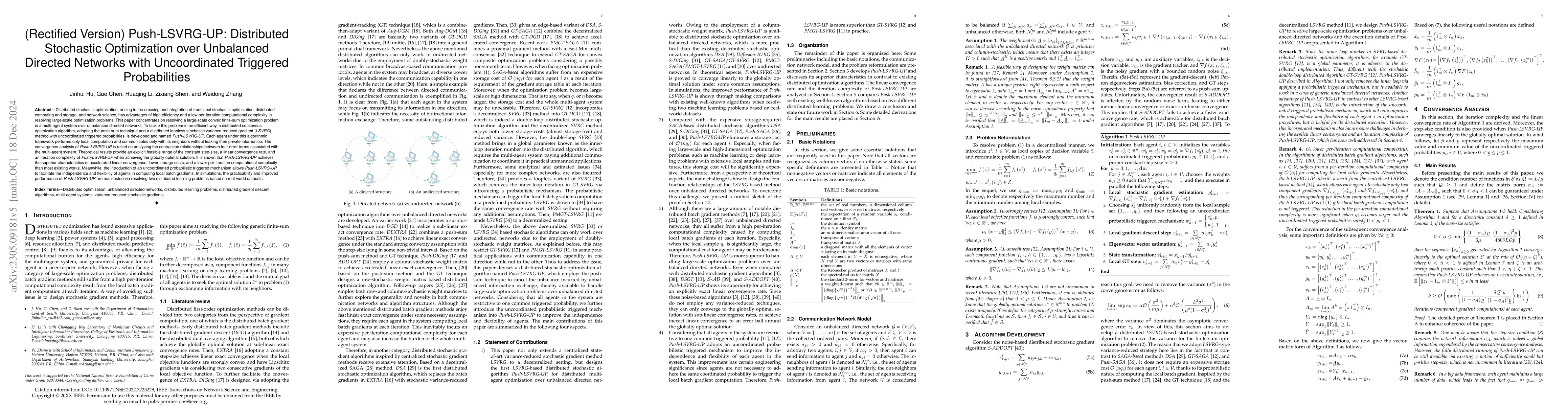 Thumbnail for (Rectified Version) Push-LSVRG-UP: Distributed Stochastic Optimization
  over Unbalanced Directed Networks with Uncoordinated Triggered Probabilities