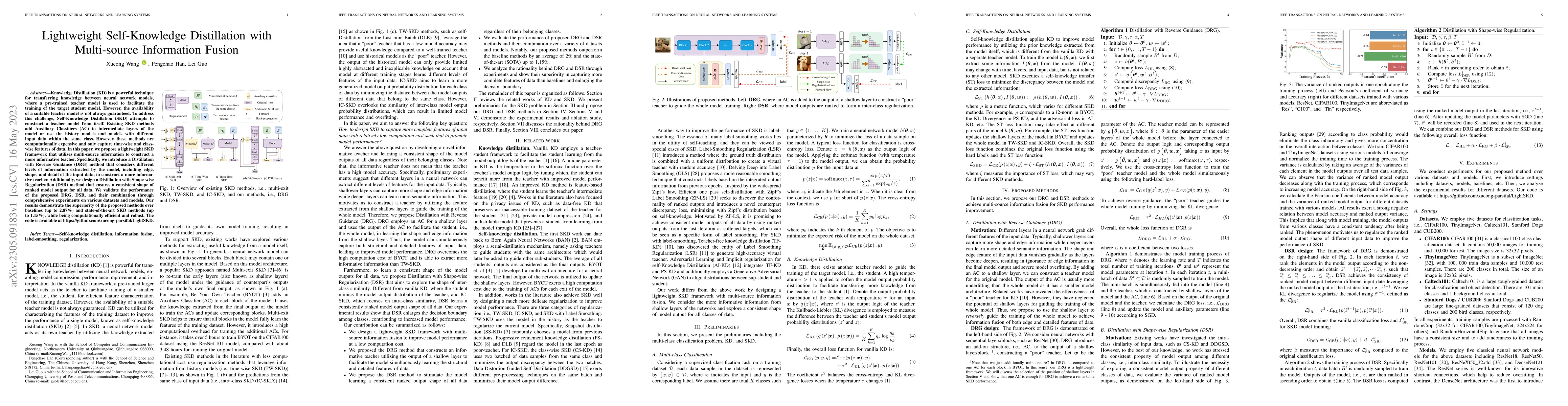Thumbnail for Lightweight Self-Knowledge Distillation with Multi-source Information
  Fusion
