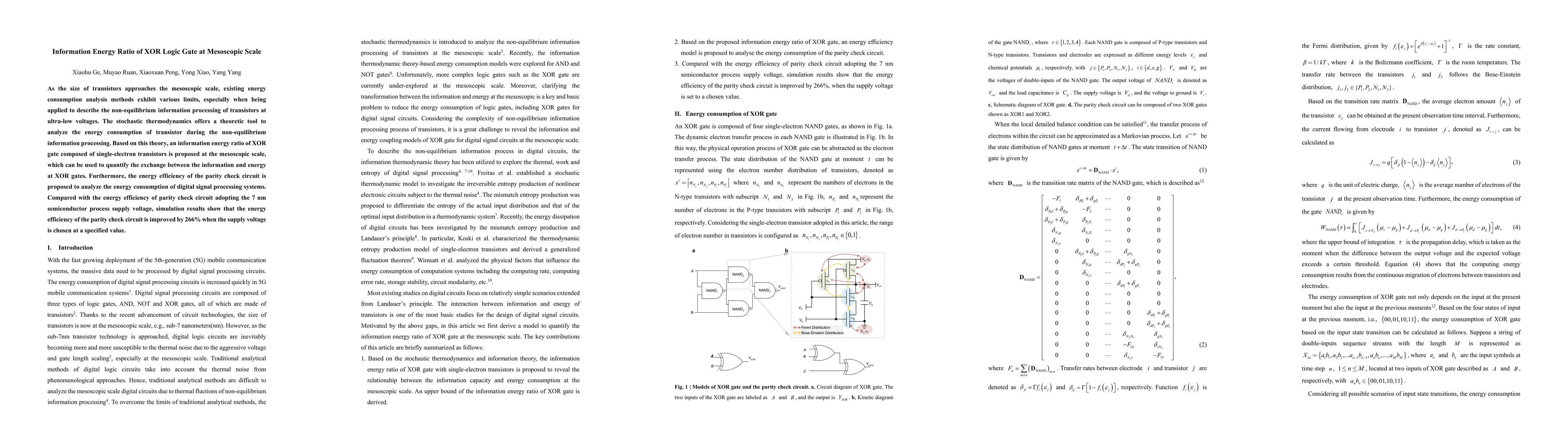 Thumbnail for Information Energy Ratio of XOR Logic Gate at Mesoscopic Scale