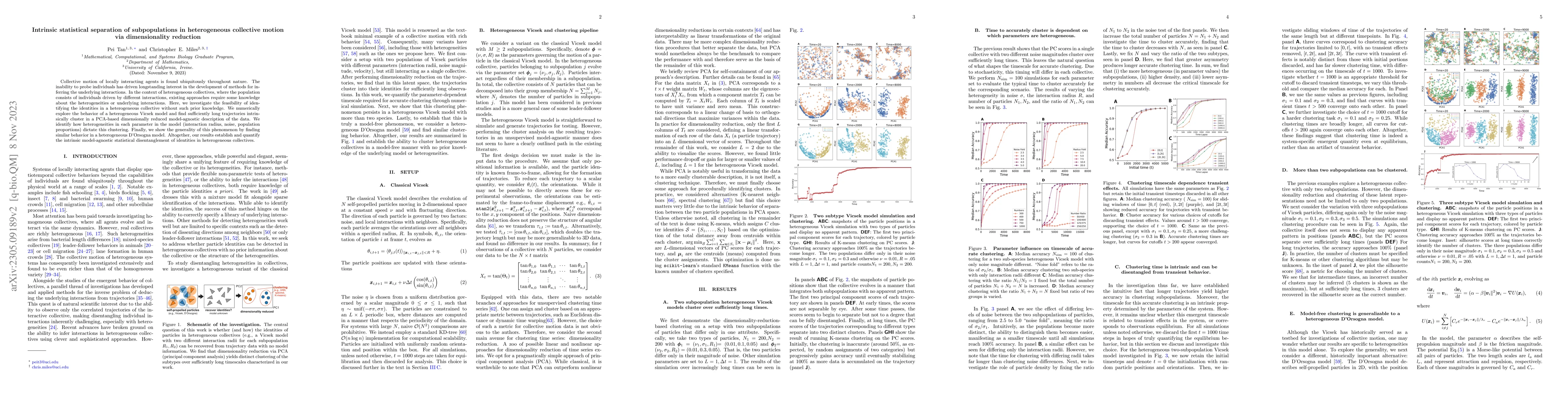 Thumbnail for Intrinsic statistical separation of subpopulations in heterogeneous
  collective motion via dimensionality reduction