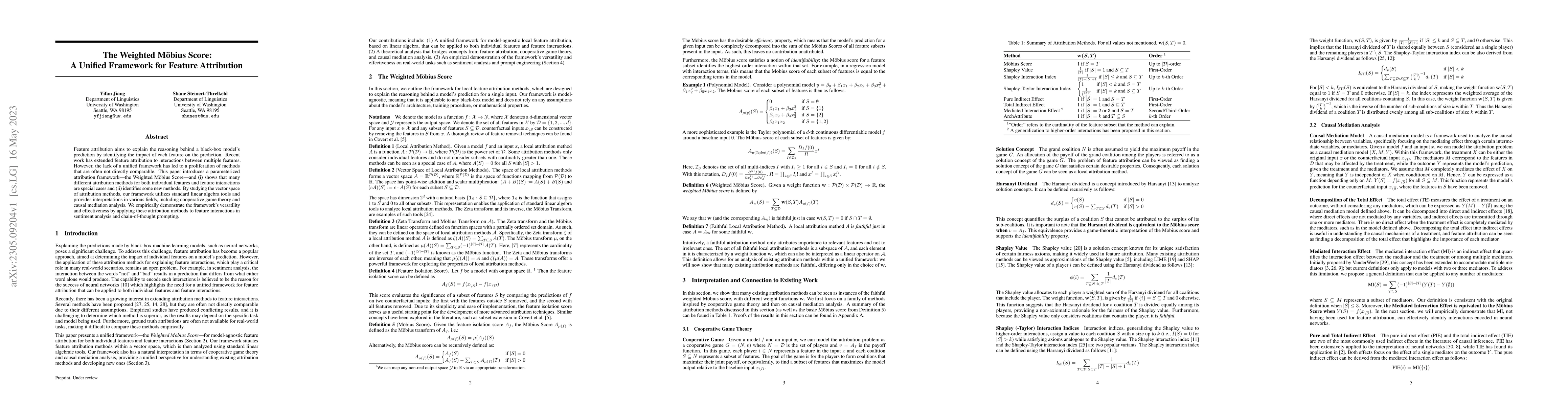Thumbnail for The Weighted M\"obius Score: A Unified Framework for Feature Attribution