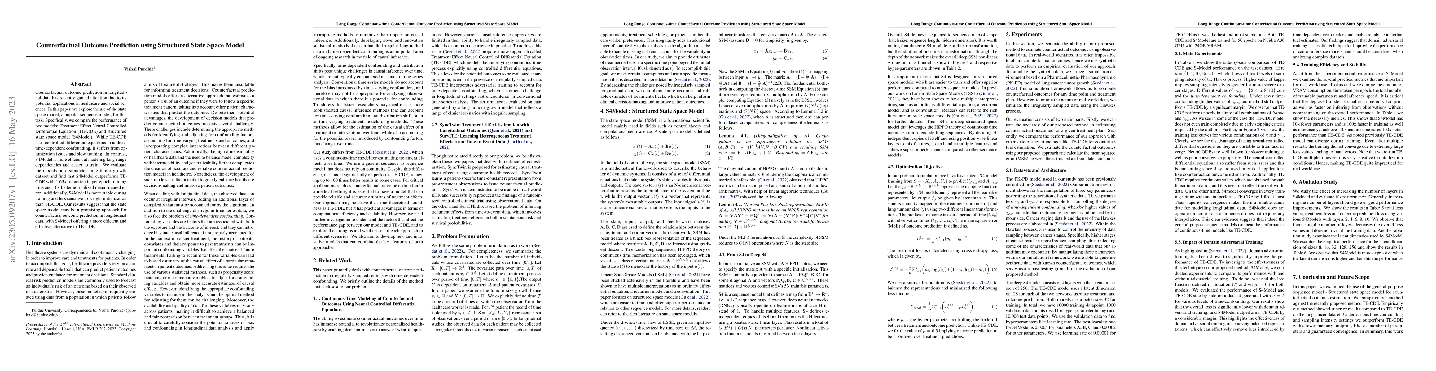 Thumbnail for Counterfactual Outcome Prediction using Structured State Space Model