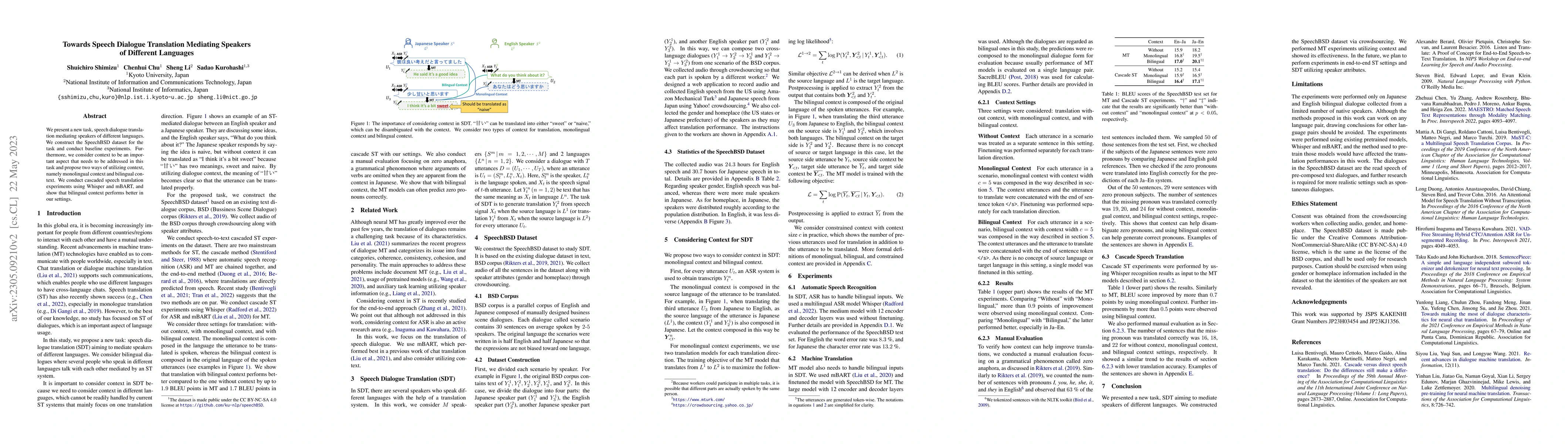 Thumbnail for Towards Speech Dialogue Translation Mediating Speakers of Different
  Languages