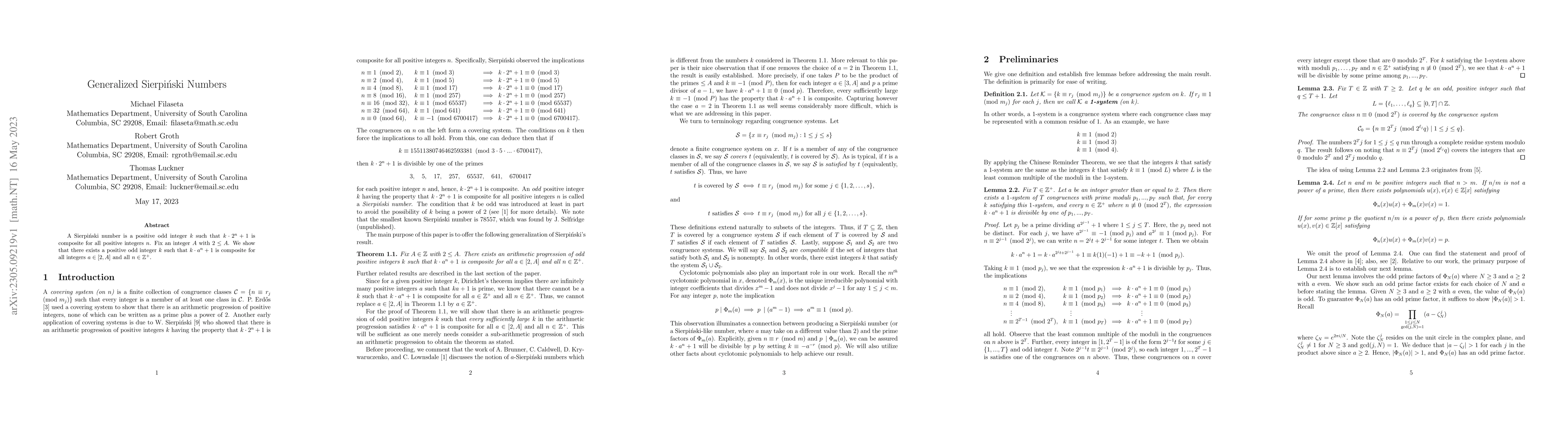 Thumbnail for Generalized Sierpi\'nski Numbers
